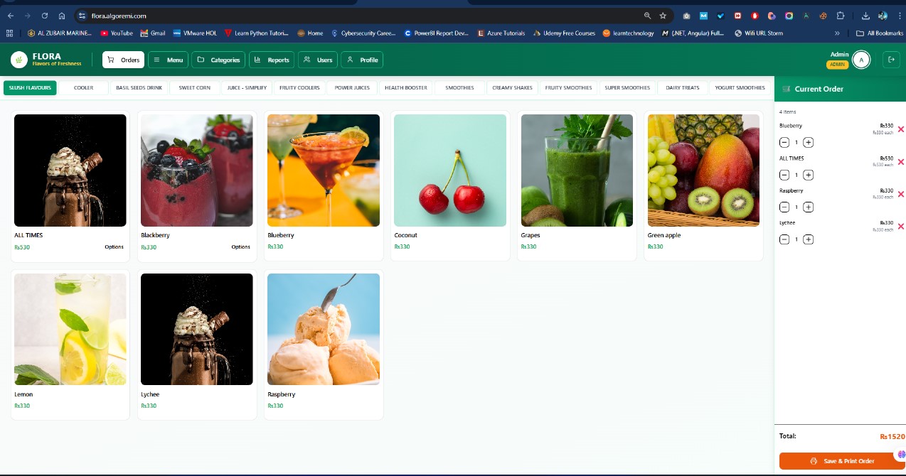 Flora Juice & Smoothies POS Management System